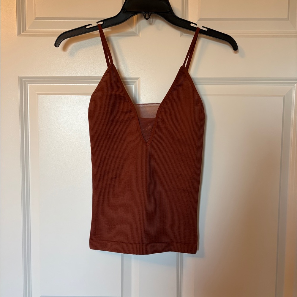 Free People Deep V-Neck Rust Camisole